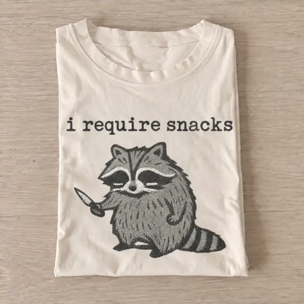 I require snacks raccoon t shirt sand20snack demand raccoon.webp