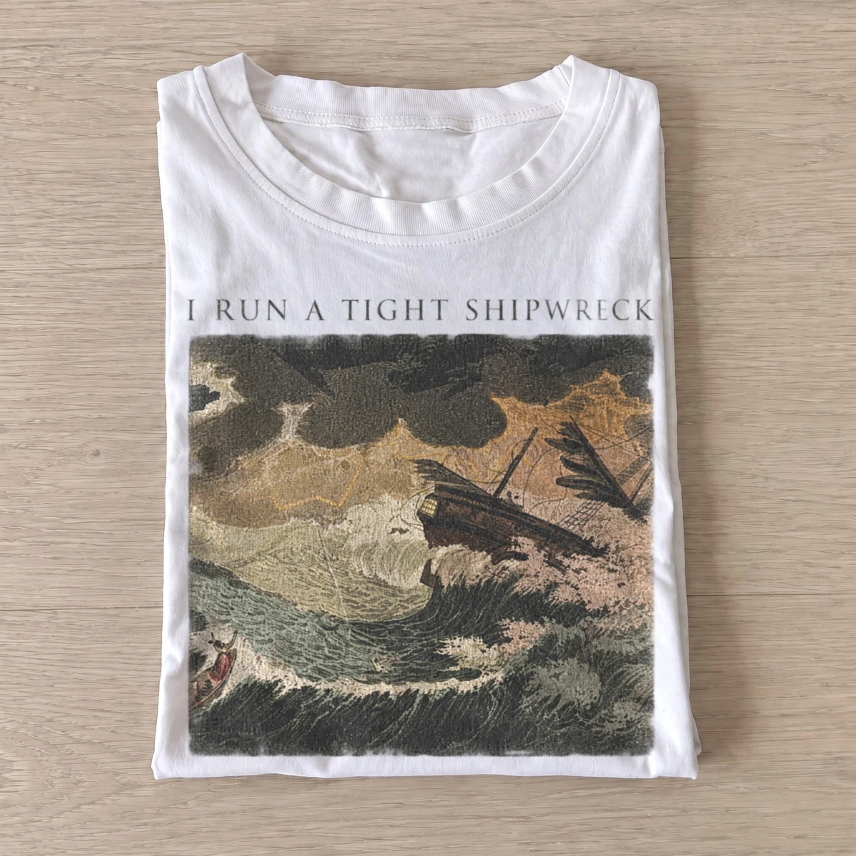 I run a tight shipwreck t shirt white20stormy shipwreck.webp