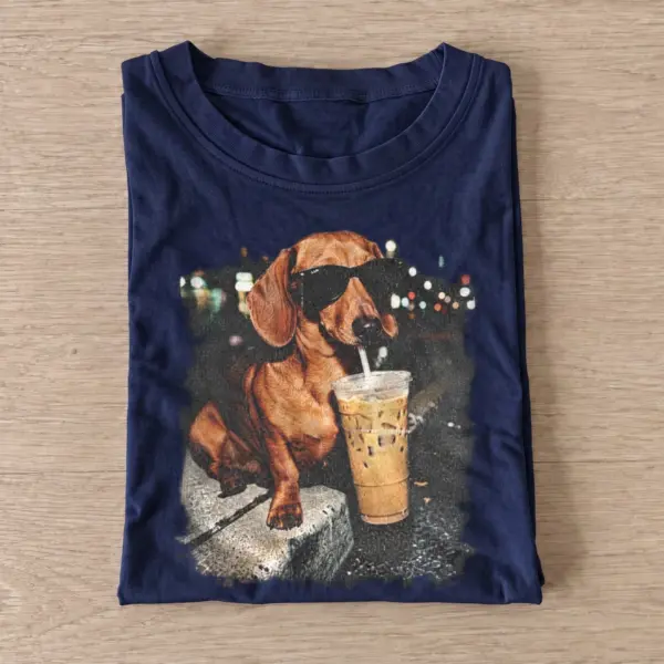 Iced coffee dachshund t shirt navy20iced coffee dachshund.webp
