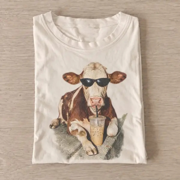 Iced coffee drinking cow t shirt sand20iced coffee cow.webp