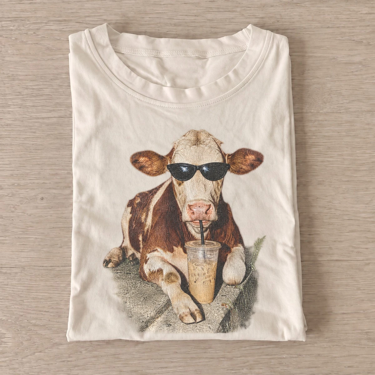 Iced coffee drinking cow t shirt sand20iced coffee cow.webp