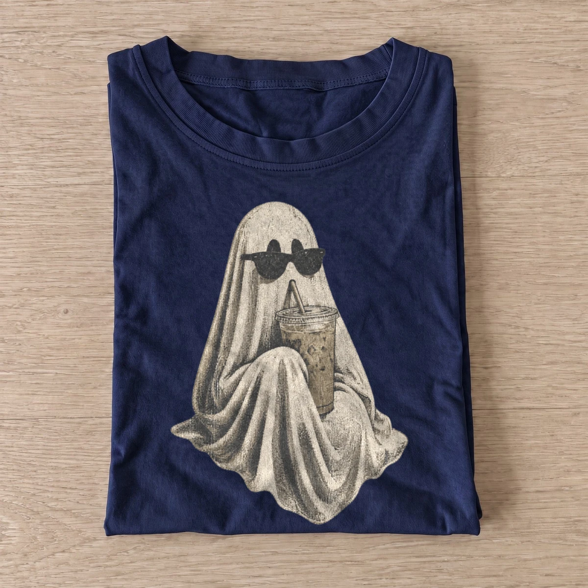 Iced coffee ghost t shirt navy20iced coffee ghost.webp