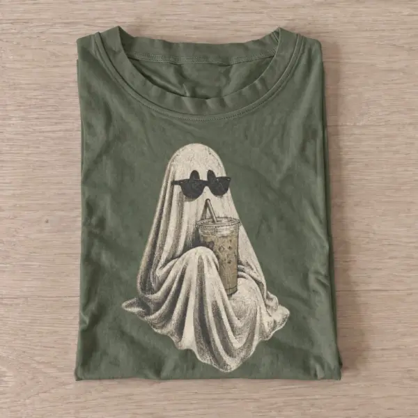 Iced coffee ghost t shirt olive20iced coffee ghost.webp