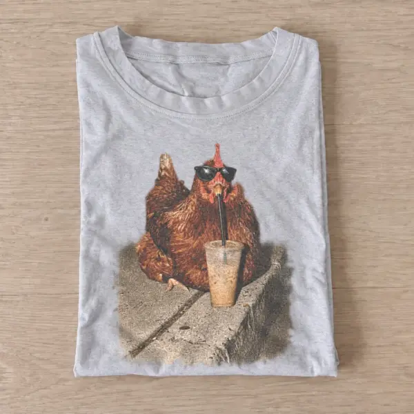 Iced coffee hen graphic t shirt gray20iced coffee hen.webp