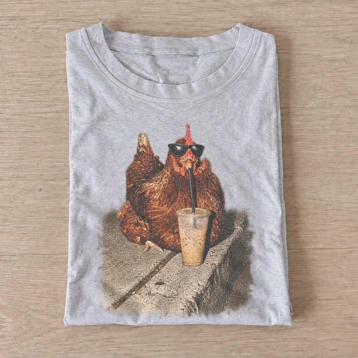 Iced coffee hen graphic t shirt gray20iced coffee hen.webp
