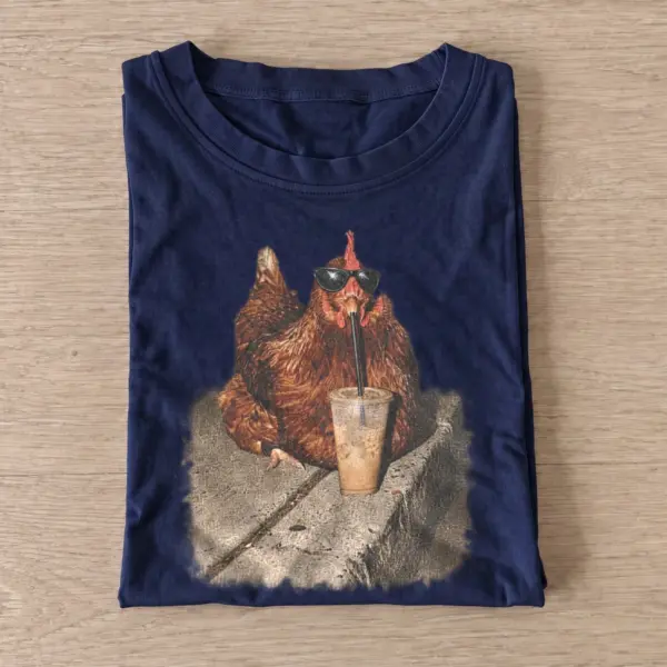 Iced coffee hen graphic t shirt navy20iced coffee hen.webp