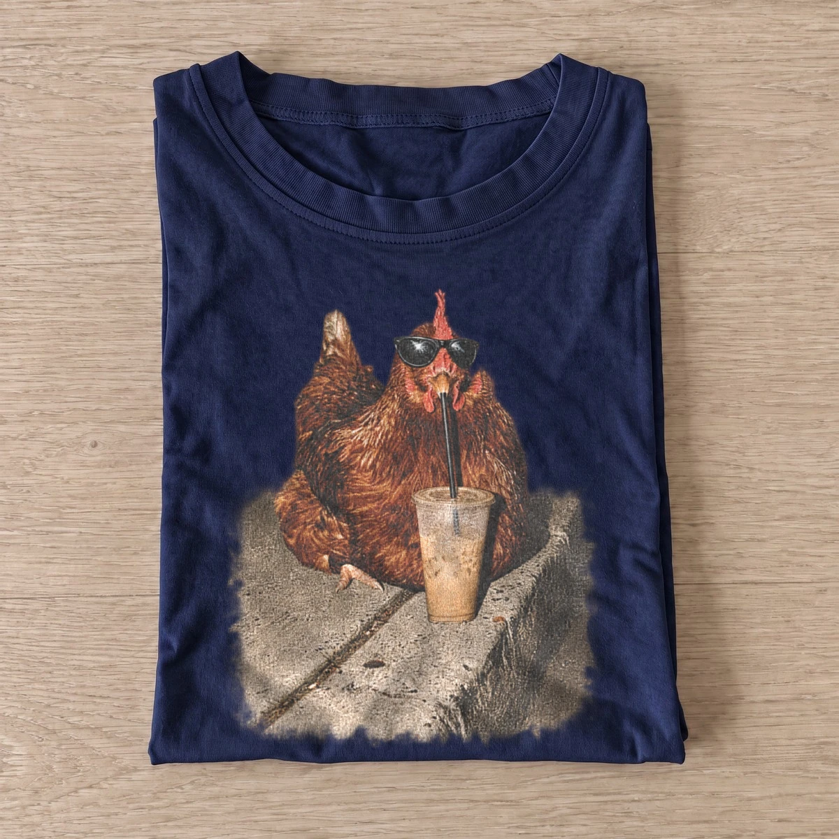 Iced coffee hen graphic t shirt navy20iced coffee hen.webp