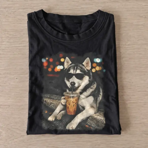 Iced coffee husky graphic t shirt black20iced coffee husky.webp