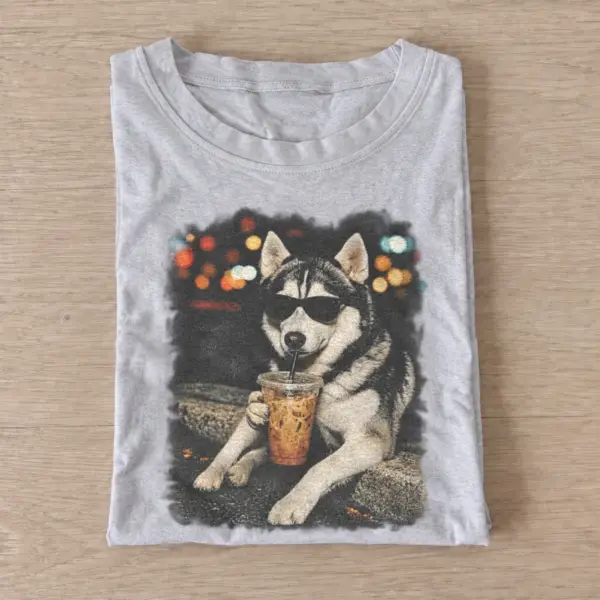 Iced coffee husky graphic t shirt gray20iced coffee husky.webp