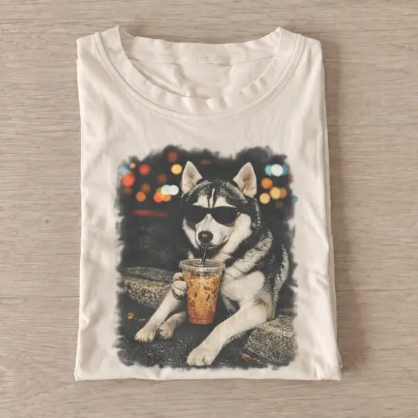 Iced coffee husky graphic t shirt sand20iced coffee husky.webp