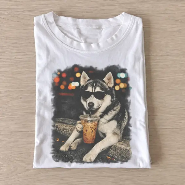 Iced coffee husky graphic t shirt white20iced coffee husky.webp