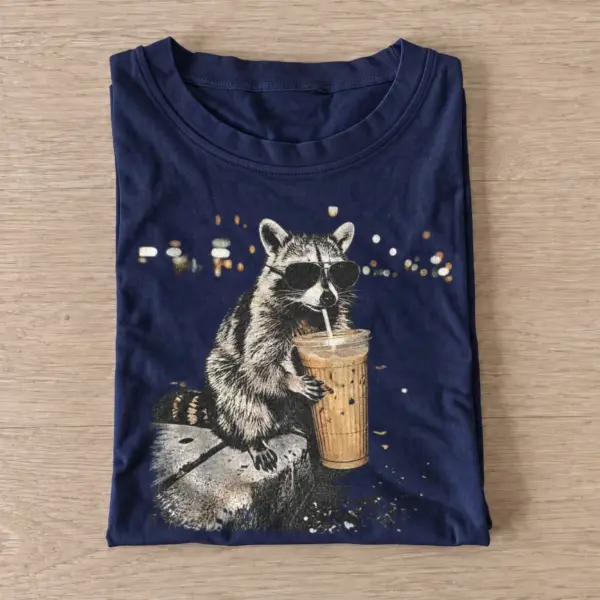 Iced coffee raccoon t shirt navy20iced coffee raccoon.webp