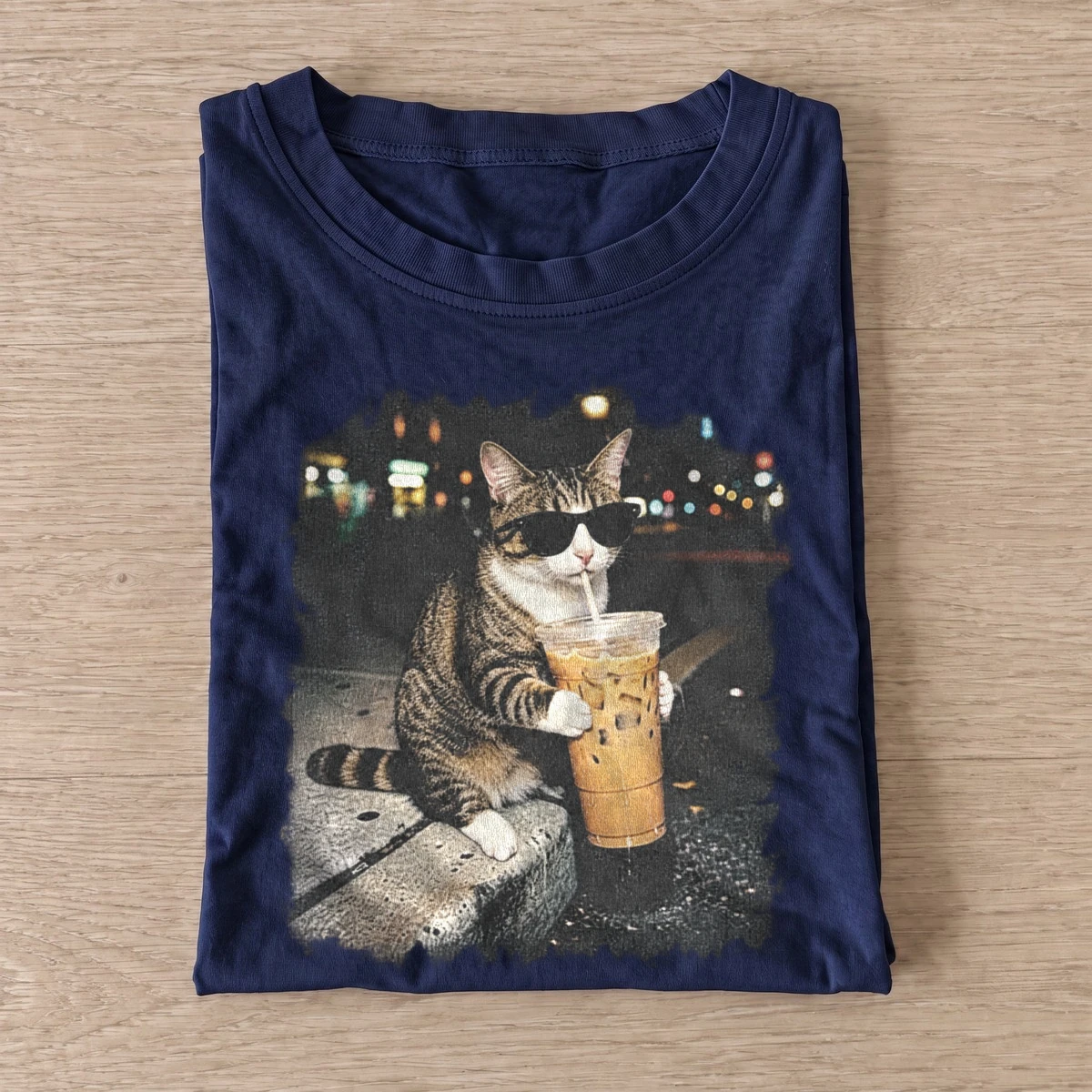 Iced coffee tabby cat t shirt navy20iced coffee tabby.webp