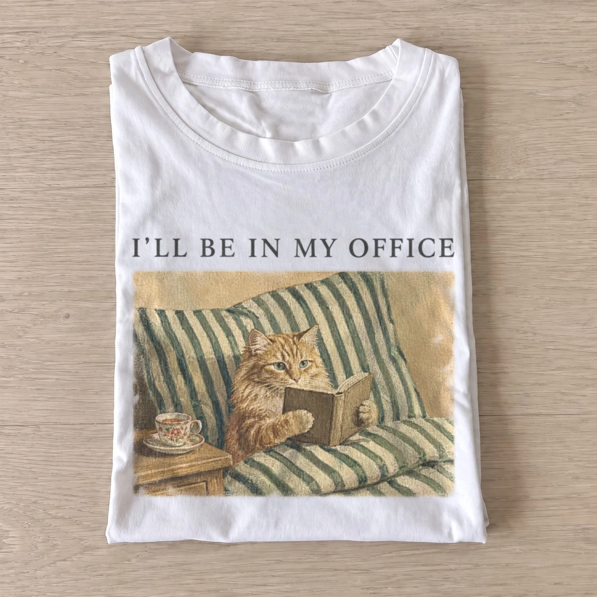 Ill be in my office reading cat t shirt white20reading cat office.webp