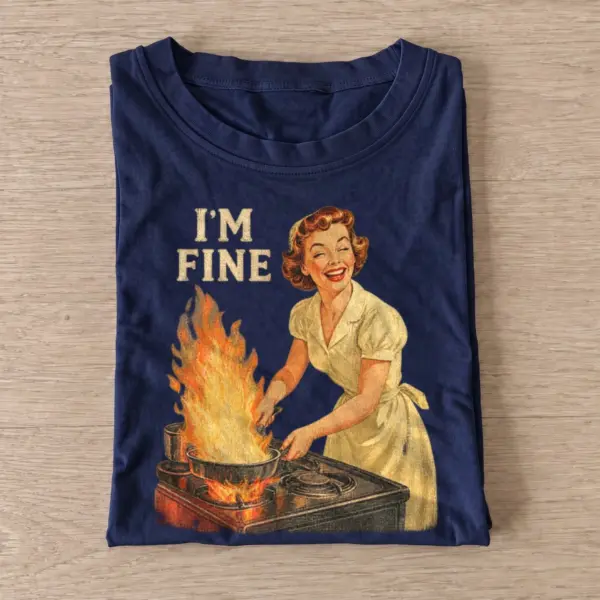 Im fine kitchen fire graphic t shirt navy20kitchen fire fine.webp