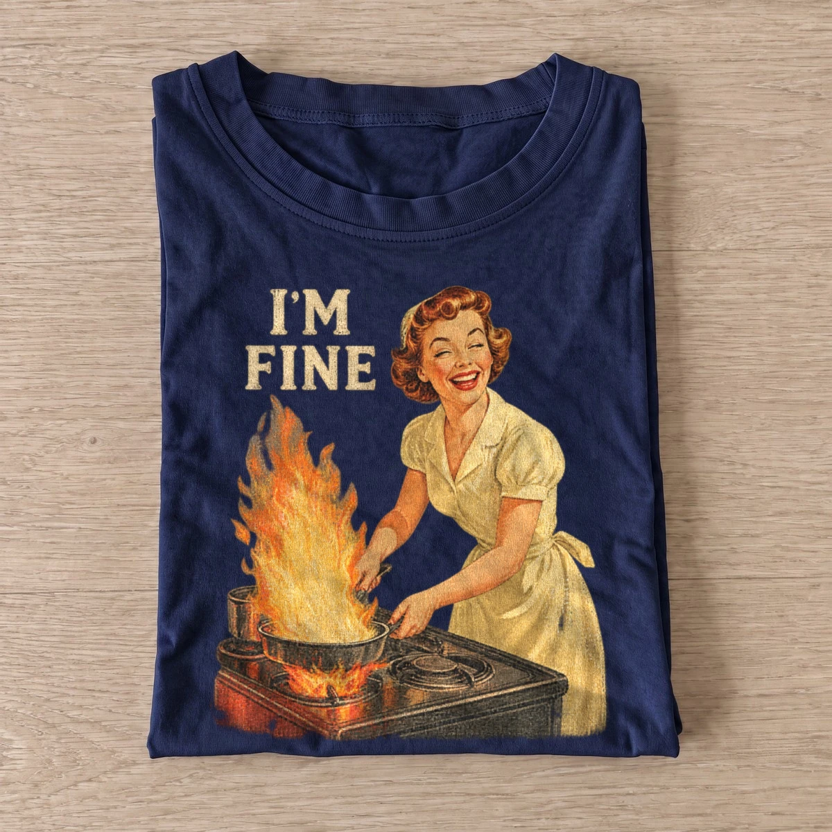 Im fine kitchen fire graphic t shirt navy20kitchen fire fine.webp