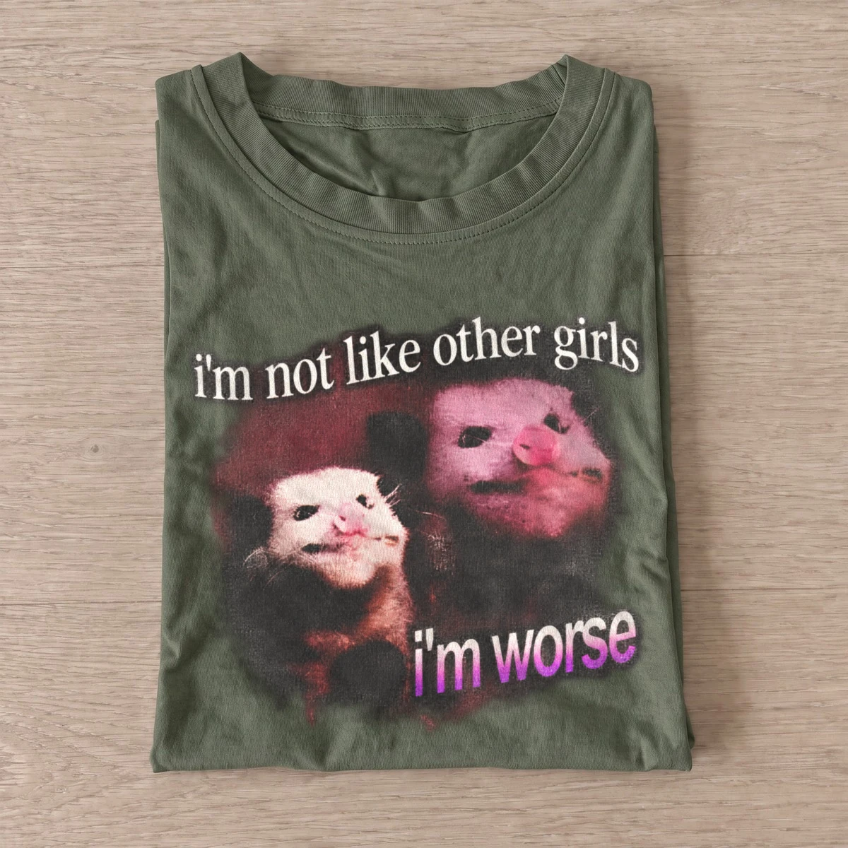 Im not like other girls im worse puppet t shirt olive20worse puppet girls.webp