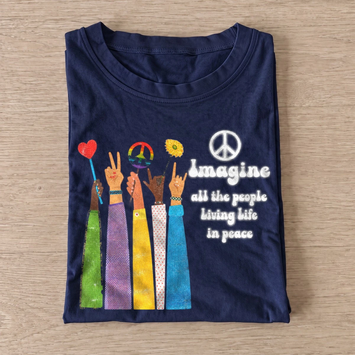 Imagine all the people living life in peace t shirt navy20imagine peace.webp