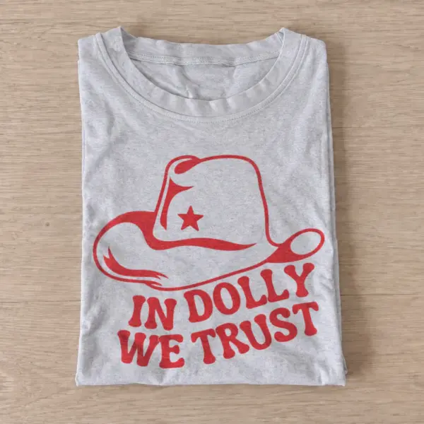 In dolly we trust cowgirl hat t shirt gray20cowgirl faith.webp