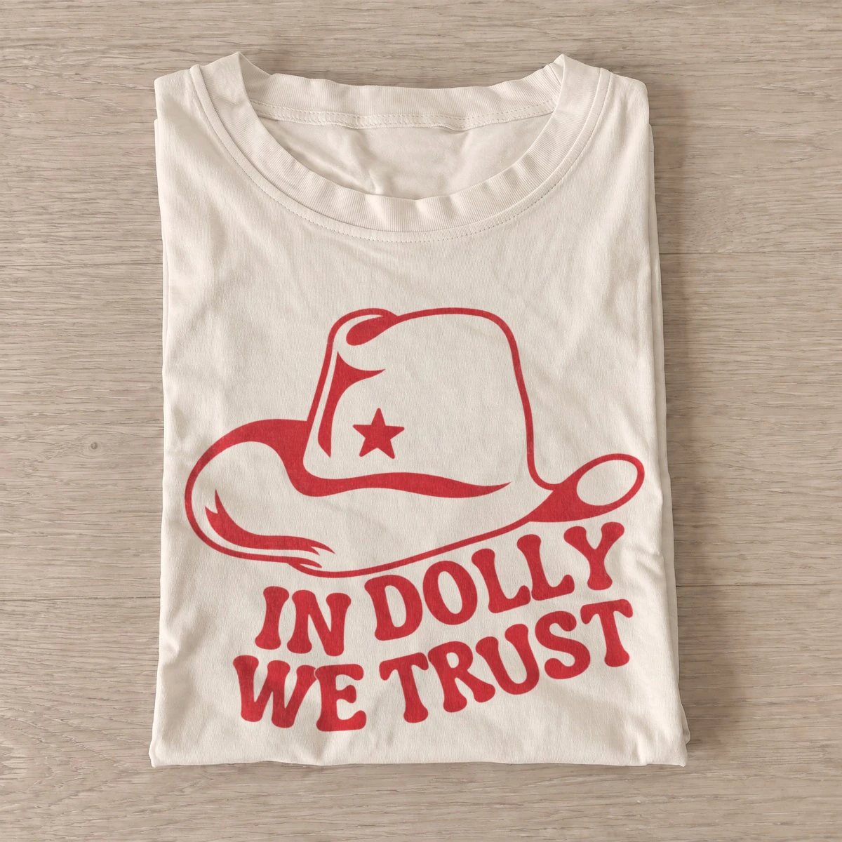 In dolly we trust cowgirl hat t shirt sand20cowgirl faith.webp