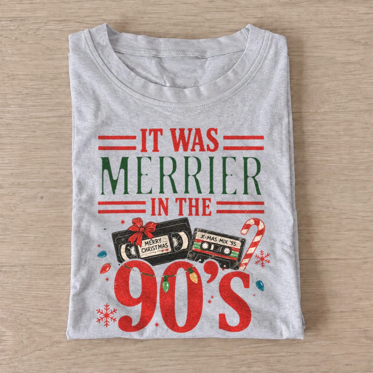 It was merrier in the 90s christmas t shirt gray20merrier in nineties.webp