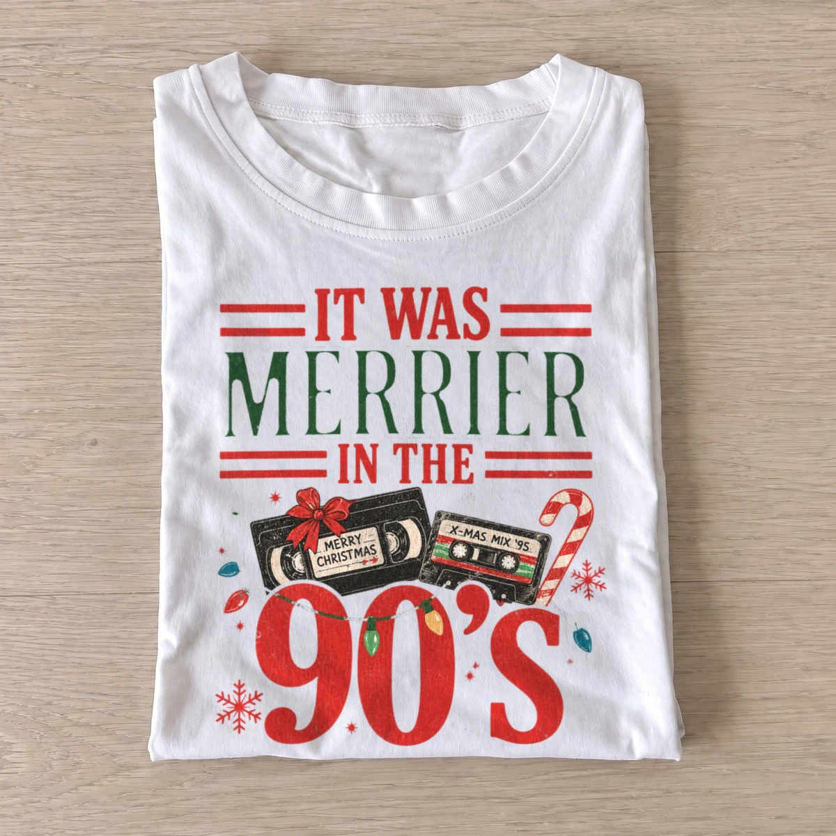 It was merrier in the 90s christmas t shirt white20merrier in nineties.webp