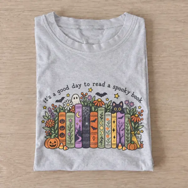 Its a good day to read a spooky book t shirt gray20spooky book day.webp