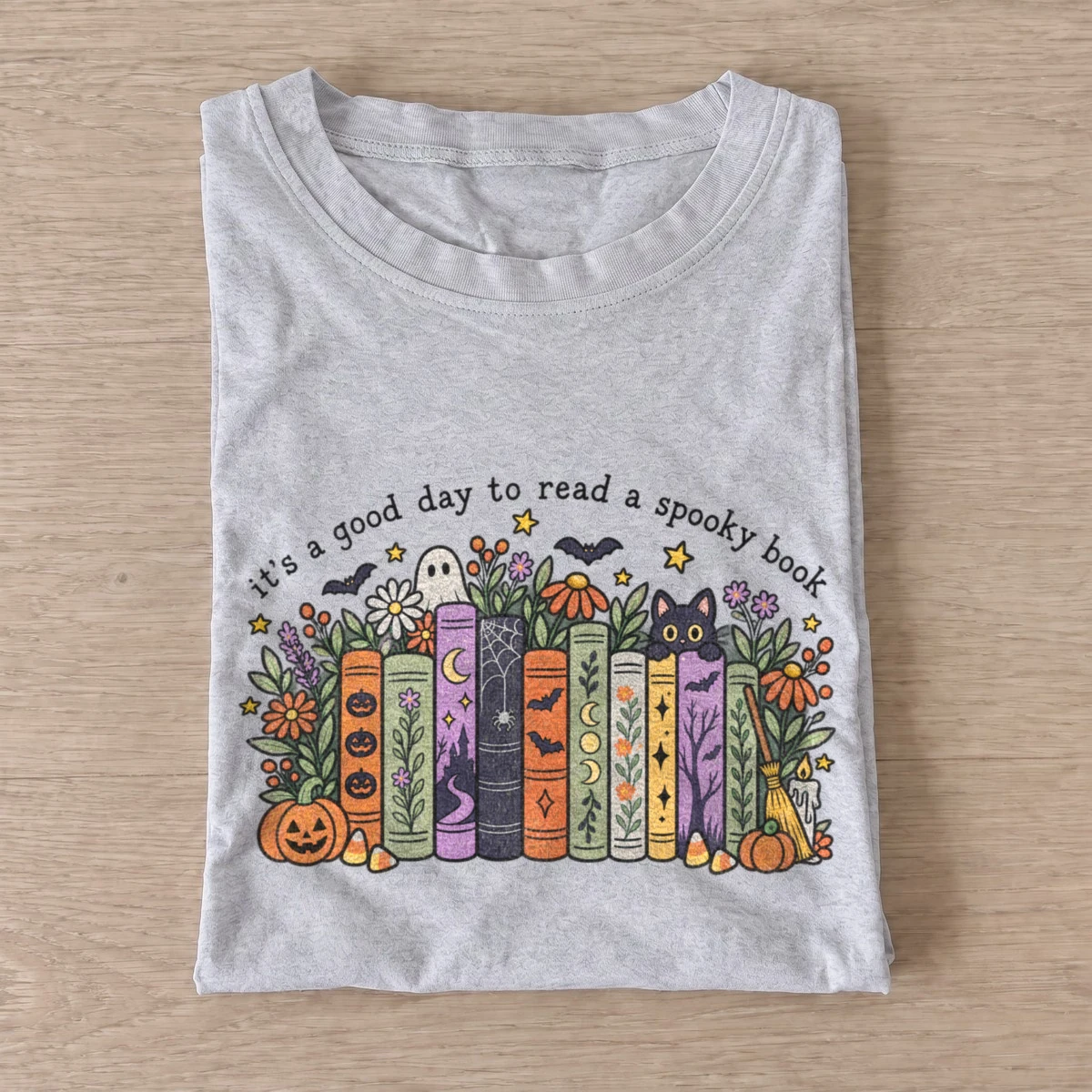 Its a good day to read a spooky book t shirt gray20spooky book day.webp