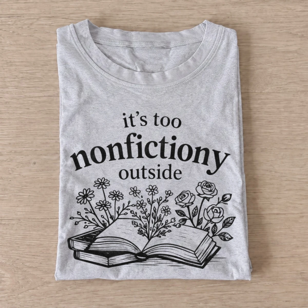 Its too nonfictiony outside book t shirt gray20nonfiction outside.webp