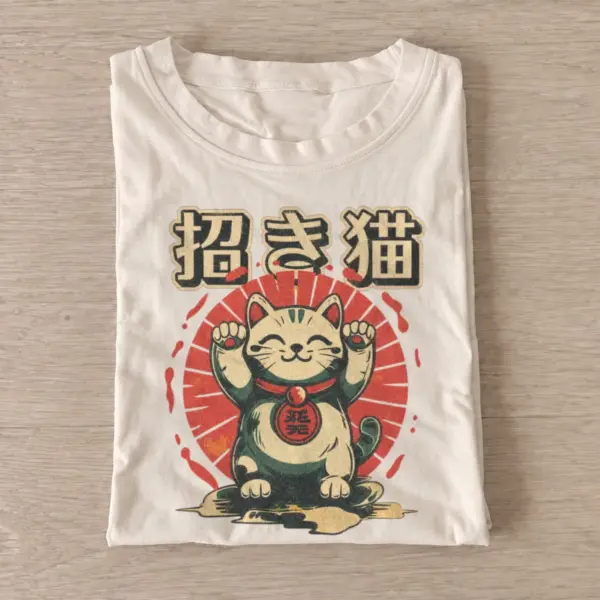 Japanese lucky cat graphic t shirt sand20lucky cat.webp