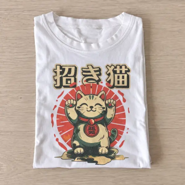 Japanese lucky cat graphic t shirt white20lucky cat.webp