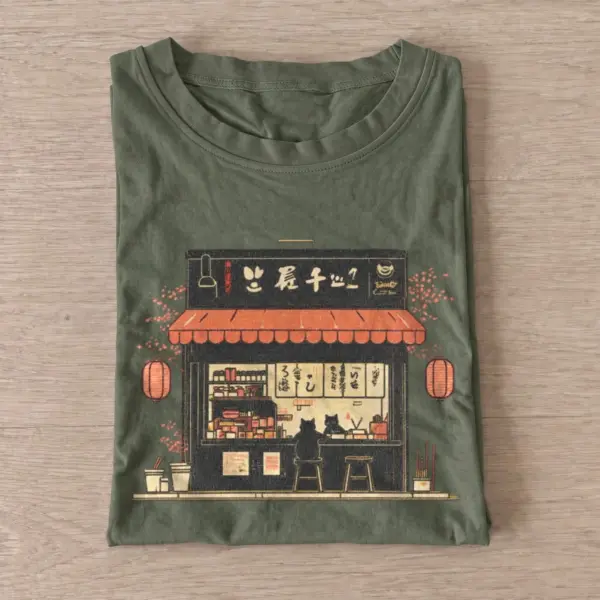 Japanese noodle shop graphic t shirt olive20japanese noodle shop.webp
