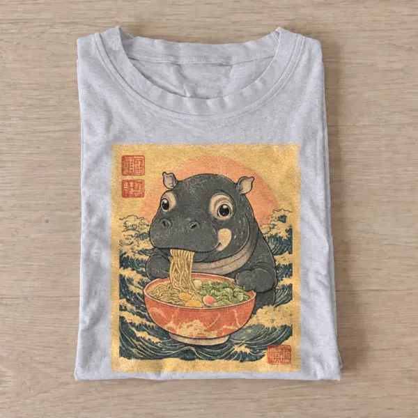 Japanese wave ramen hippo t shirt gray20ramen hippo.webp