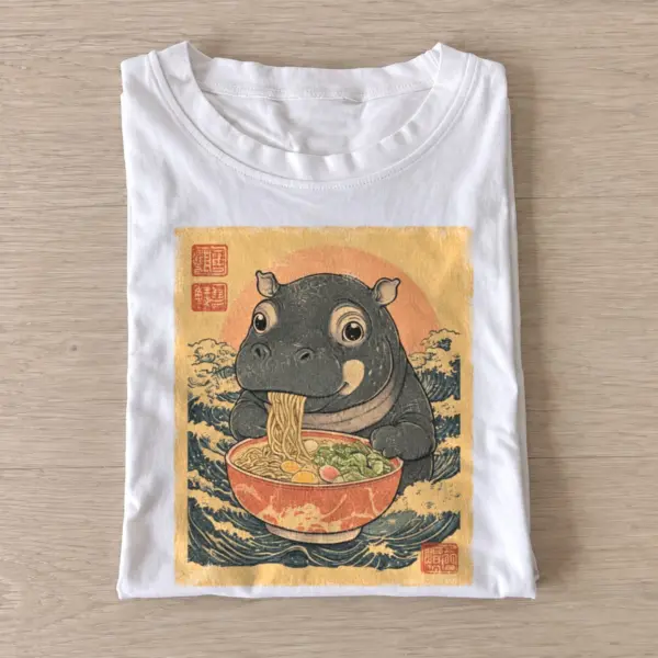 Japanese wave ramen hippo t shirt white20ramen hippo.webp
