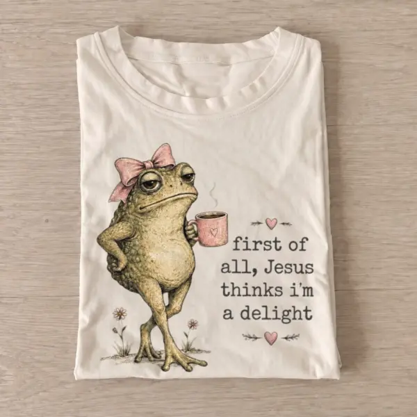 Jesus thinks im a delight frog t shirt sand20jesus loves this frog.webp
