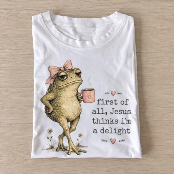 Jesus thinks im a delight frog t shirt white20jesus loves this frog.webp