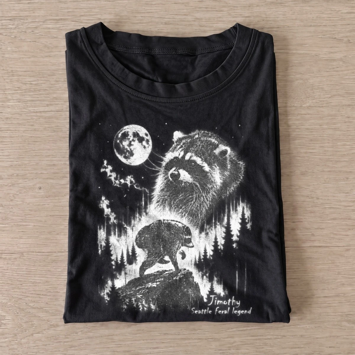 Jimothy seattle feral legend raccoon t shirt black20cosmic raccoon bear.webp