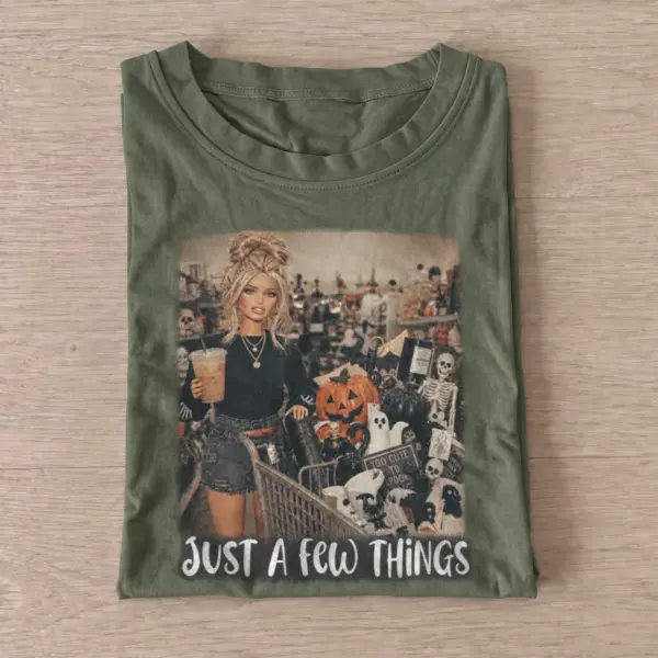 Just a few things spooky shopping doll t shirt olive20spooky shopping doll.webp