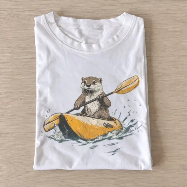 Kayaking otter t shirt white20kayaking otter.webp