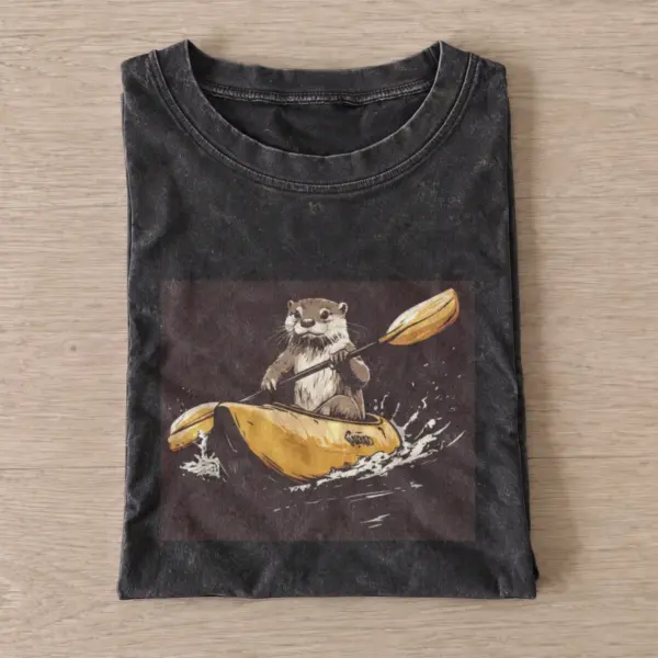 Kayaking otter vintage t shirt washed20black20kayaking otter.webp