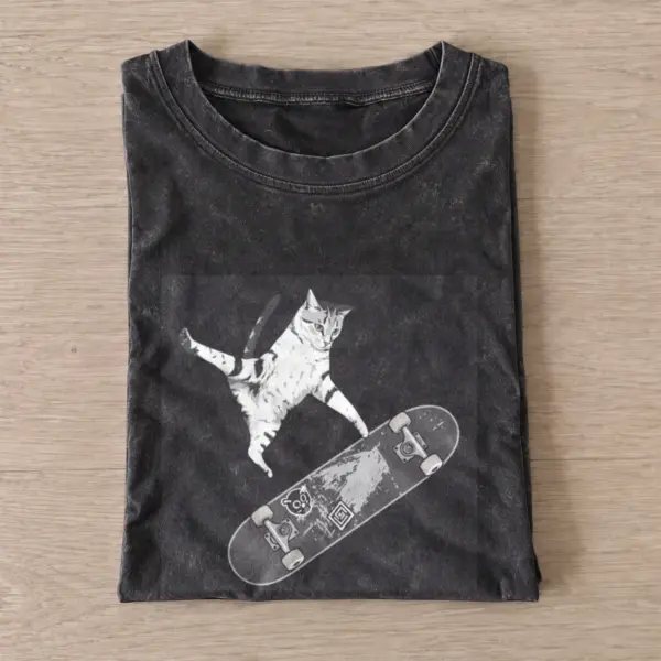Kickflip cat vintage t shirt washed20black20kickflip cat.webp