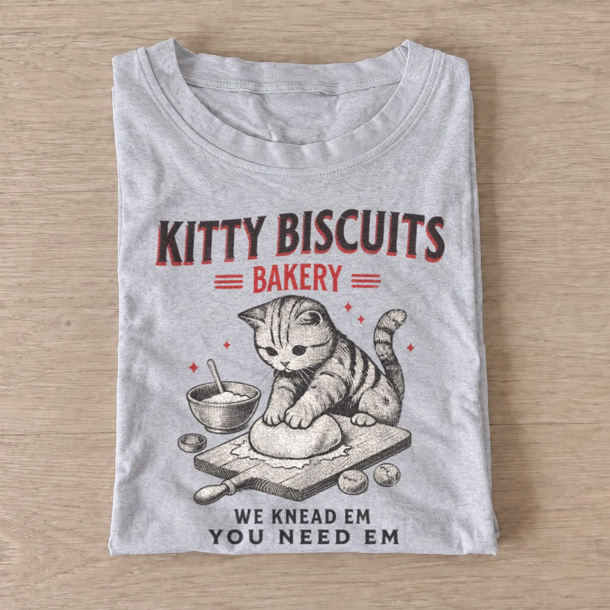 Kitty biscuits bakery we knead em t shirt gray20kitty biscuit bakery.webp