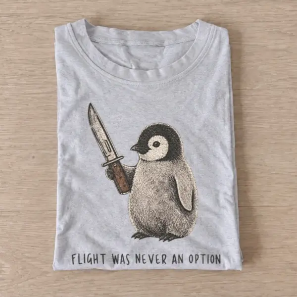 Knife wielding penguin flight was never an option t shirt gray20knife wielding penguin.webp