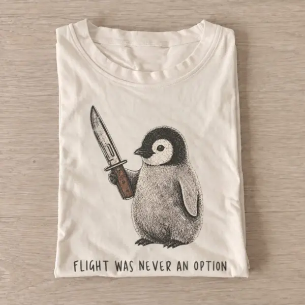 Knife wielding penguin flight was never an option t shirt sand20knife wielding penguin.webp