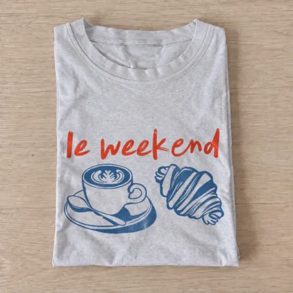 Le weekend coffee and croissant t shirt gray20le weekend.webp