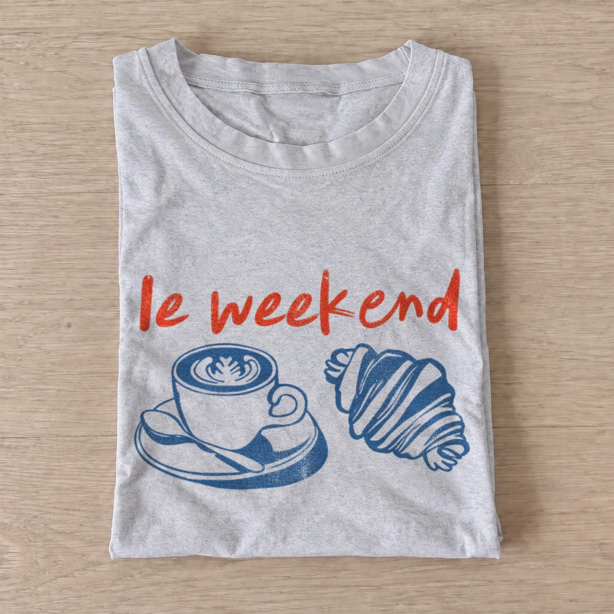Le weekend coffee and croissant t shirt gray20le weekend.webp