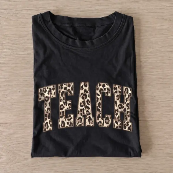 Leopard print teach t shirt black20leopard teach.webp