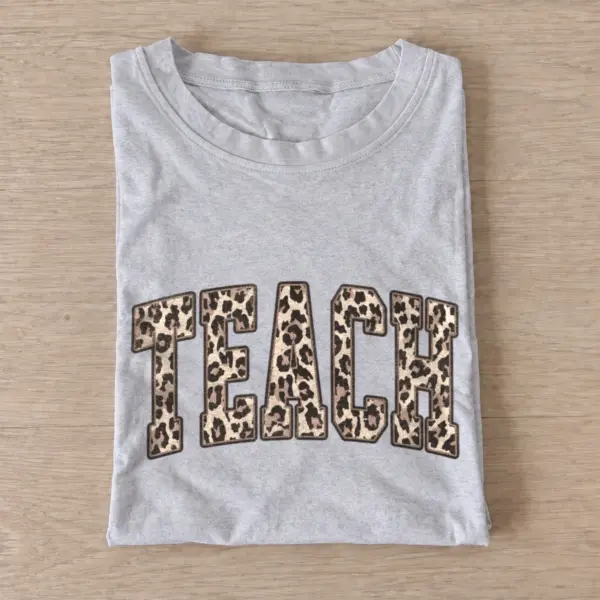 Leopard print teach t shirt gray20leopard teach.webp