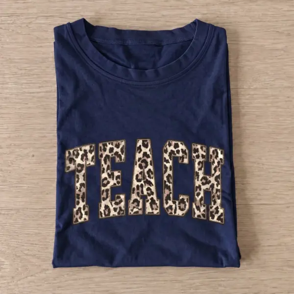 Leopard print teach t shirt navy20leopard teach.webp