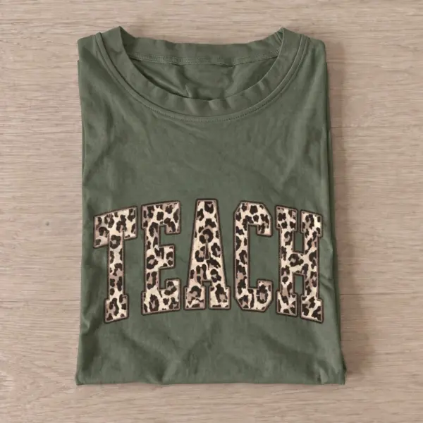 Leopard print teach t shirt olive20leopard teach.webp